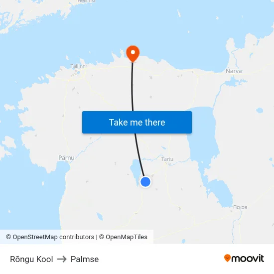 Rõngu Kool to Palmse map