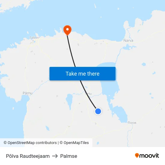 Põlva Raudteejaam to Palmse map