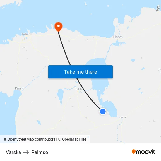 Värska to Palmse map