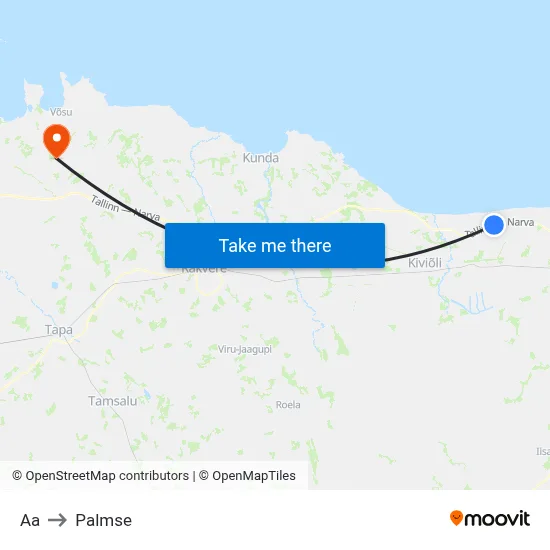 Aa to Palmse map