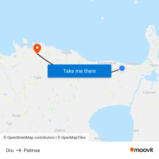 Oru to Palmse map