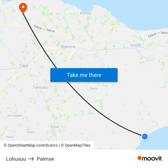 Lohusuu to Palmse map