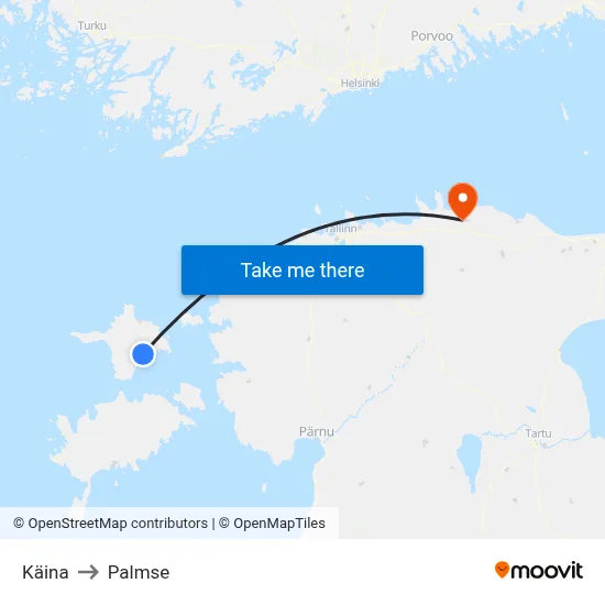 Käina to Palmse map