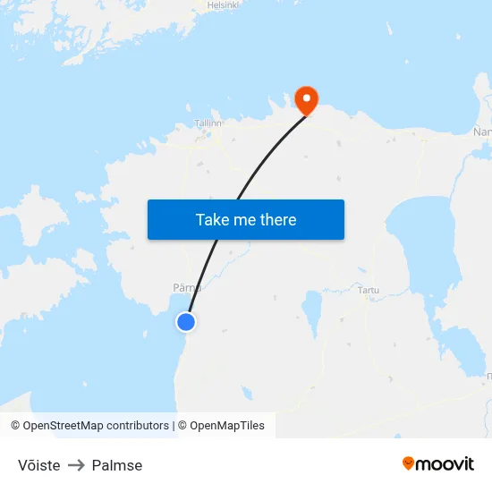 Võiste to Palmse map