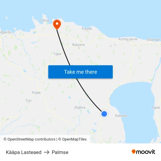 Kääpa Lasteaed to Palmse map