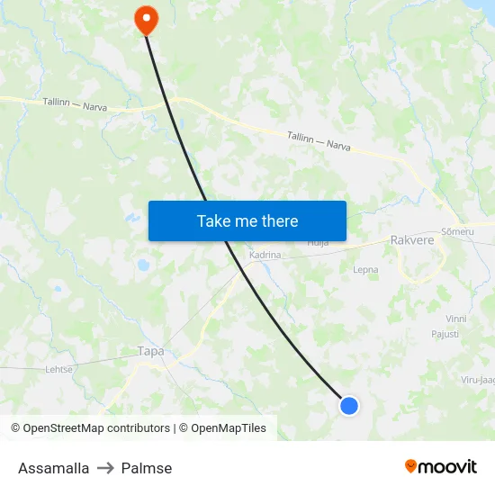 Assamalla to Palmse map
