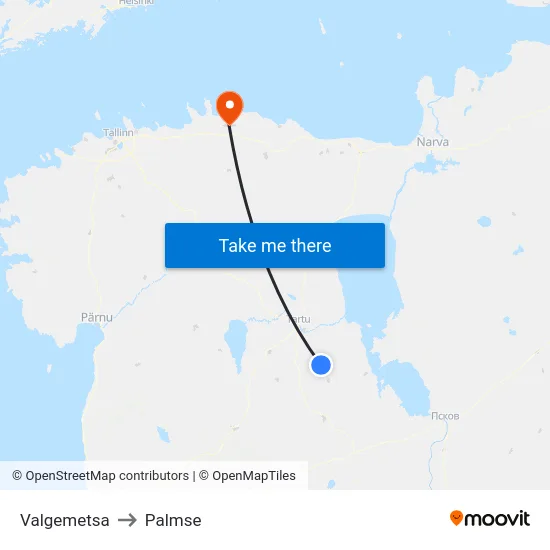 Valgemetsa to Palmse map