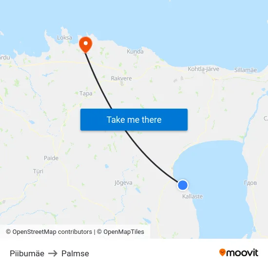 Piibumäe to Palmse map