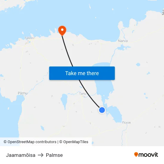 Jaamamõisa to Palmse map