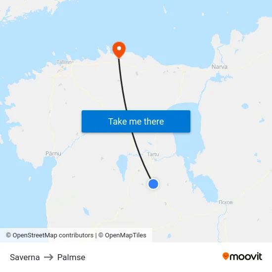Saverna to Palmse map