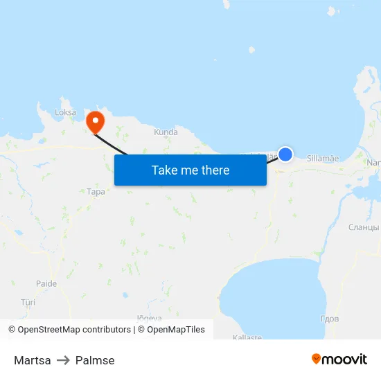 Martsa to Palmse map