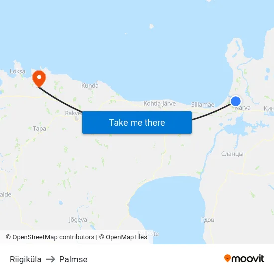 Riigiküla to Palmse map