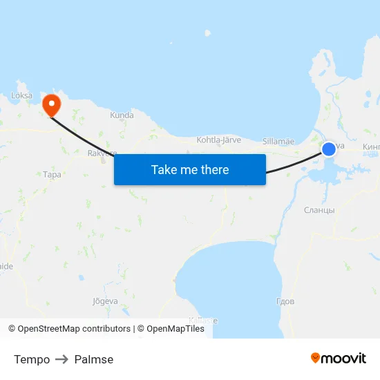 Tempo to Palmse map
