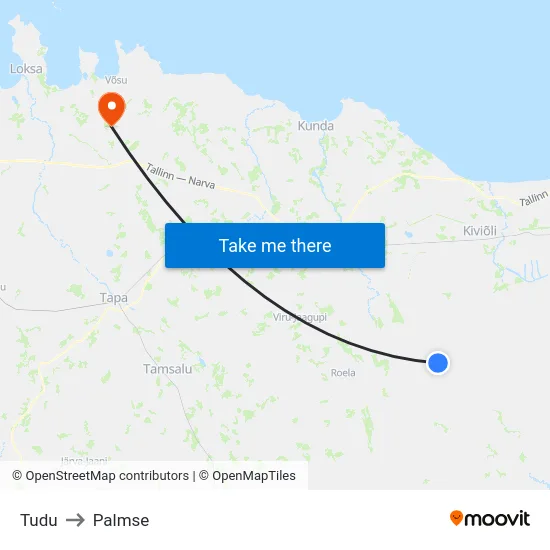 Tudu to Palmse map