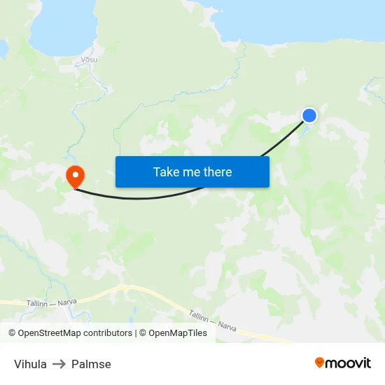 Vihula to Palmse map