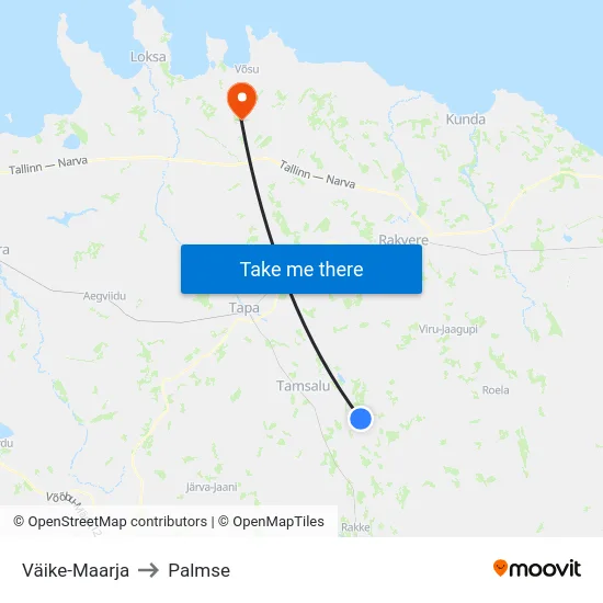 Väike-Maarja to Palmse map