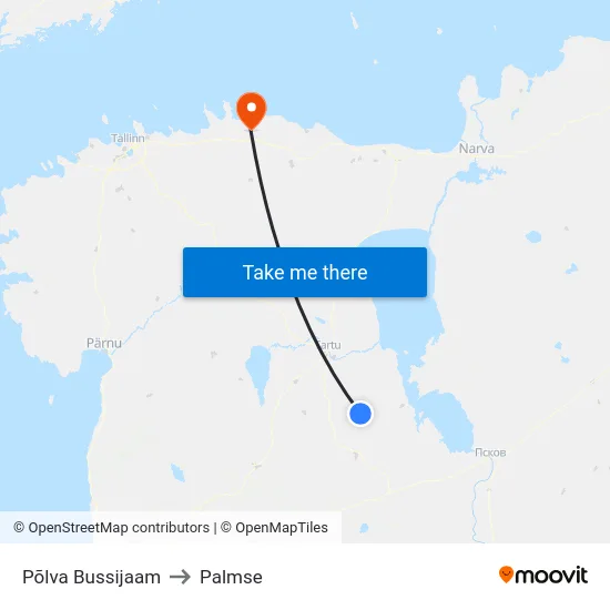 Põlva Bussijaam to Palmse map