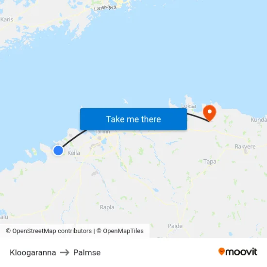 Kloogaranna to Palmse map