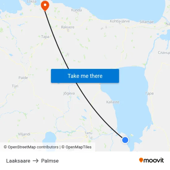 Laaksaare to Palmse map