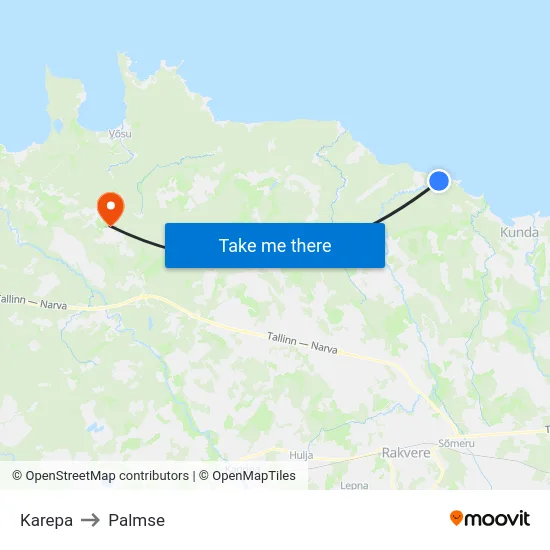 Karepa to Palmse map