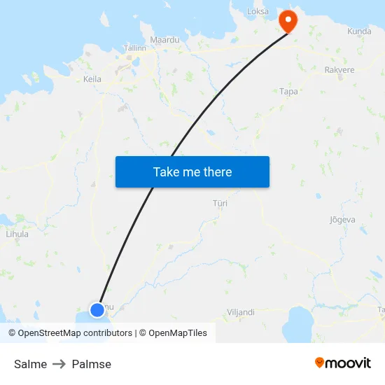 Salme to Palmse map