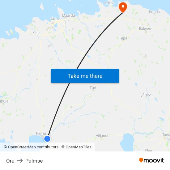 Oru to Palmse map