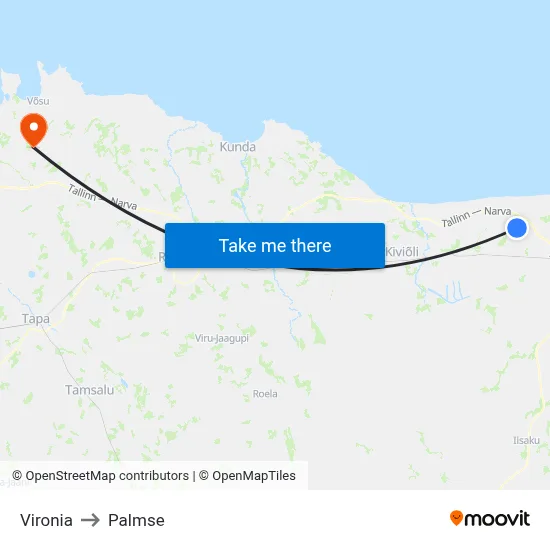 Vironia to Palmse map