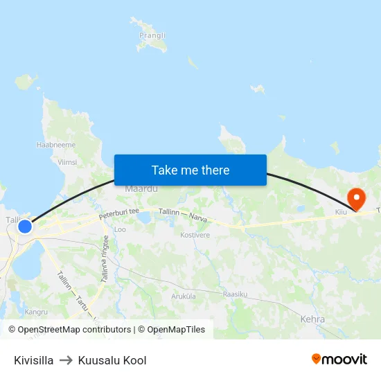 Kivisilla to Kuusalu Kool map