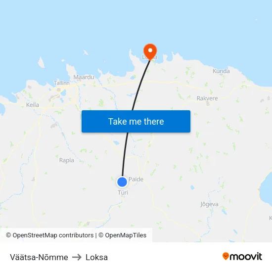 Väätsa-Nõmme to Loksa map