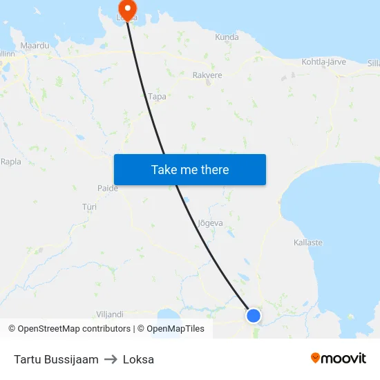 Tartu Bussijaam to Loksa map