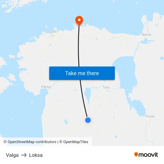 Valga to Loksa map