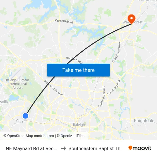 NE Maynard Rd at Reedy Creek Rd (Wb) to Southeastern Baptist Theological Seminary map