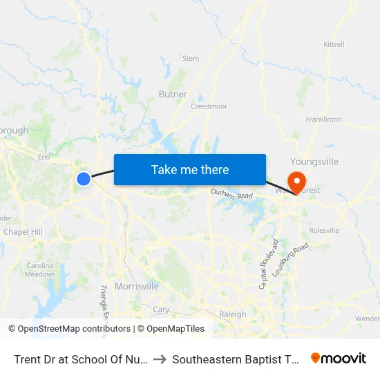 Trent Dr at School Of Nursing (Southbound) to Southeastern Baptist Theological Seminary map