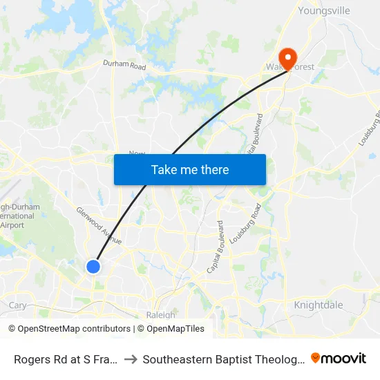Duraleigh Rd at Edwards Mill Rd Sb to Southeastern Baptist Theological Seminary map