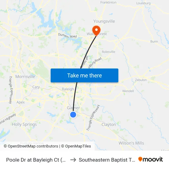 Poole Dr at Bayleigh Ct (Garner Family Practice to Southeastern Baptist Theological Seminary map