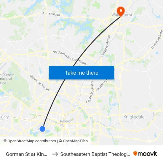 Gorman St at Kings Ct (Sb) to Southeastern Baptist Theological Seminary map