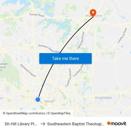 Dh Hill Library Platform A to Southeastern Baptist Theological Seminary map
