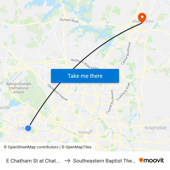 E Chatham St at Chatham Square (Eb) to Southeastern Baptist Theological Seminary map