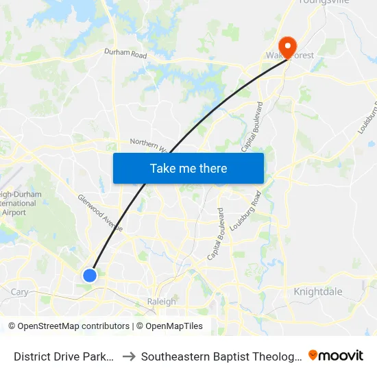 District Drive Park-And-Ride to Southeastern Baptist Theological Seminary map