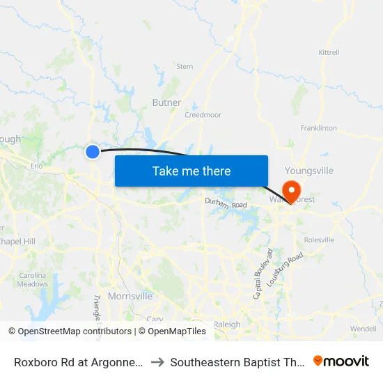 Roxboro Rd at Argonne Dr (Northern High to Southeastern Baptist Theological Seminary map