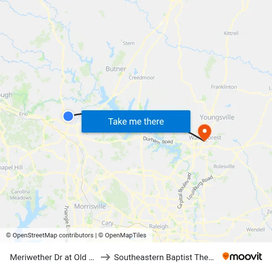 Meriwether Dr at Old Oxford Rd (Sb) to Southeastern Baptist Theological Seminary map