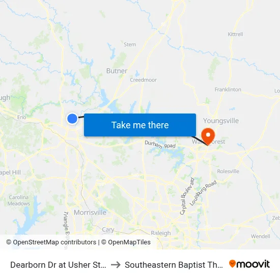Dearborn Dr at Usher St (Lakeview School to Southeastern Baptist Theological Seminary map