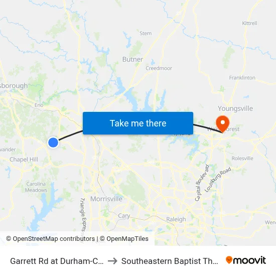 Garrett Rd at Durham-Chapel Hill Blvd (G to Southeastern Baptist Theological Seminary map