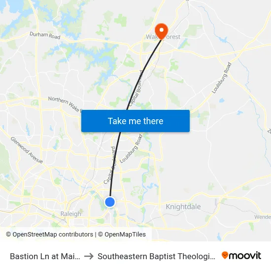 Bastion Ln at Maitland Dr to Southeastern Baptist Theological Seminary map