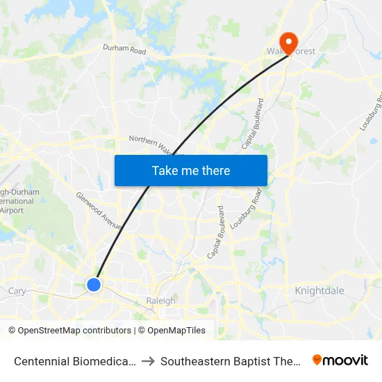 Centennial Biomedical Campus (Sb) to Southeastern Baptist Theological Seminary map