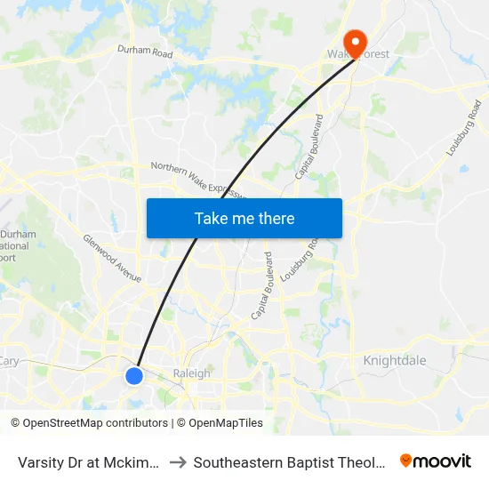 Varsity Dr at Mckimmon Center to Southeastern Baptist Theological Seminary map