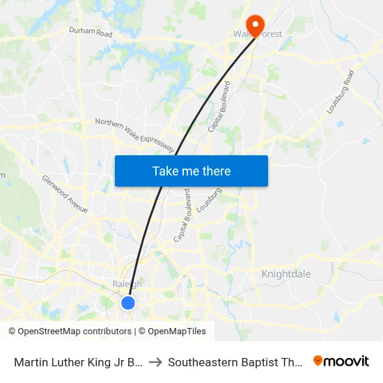 Martin Luther King Jr Blvd at S Blount St to Southeastern Baptist Theological Seminary map
