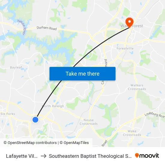 Lafayette Village to Southeastern Baptist Theological Seminary map