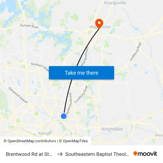 Brentwood Rd at Stony Brook Dr to Southeastern Baptist Theological Seminary map