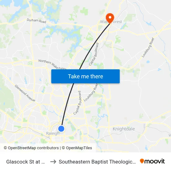 Glascock St at State St to Southeastern Baptist Theological Seminary map